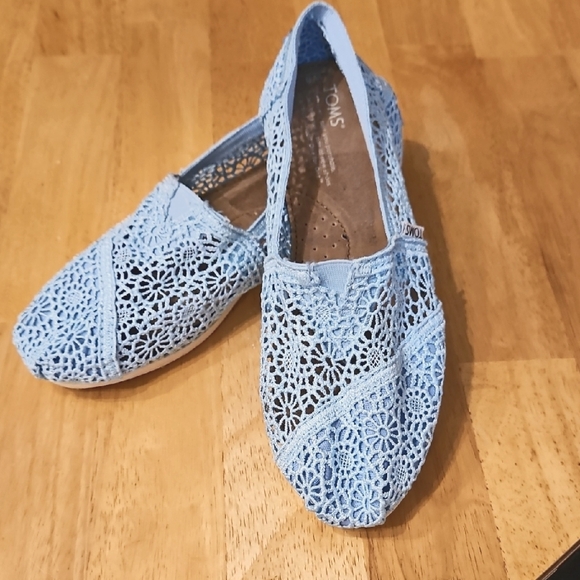 Toms Shoes - TOMS Light Blue Crochet Slip-On Shoes